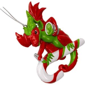 Candy Cane Dragon Christmas Ornament