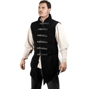 Adrian Suede Leather Jerkin - Black