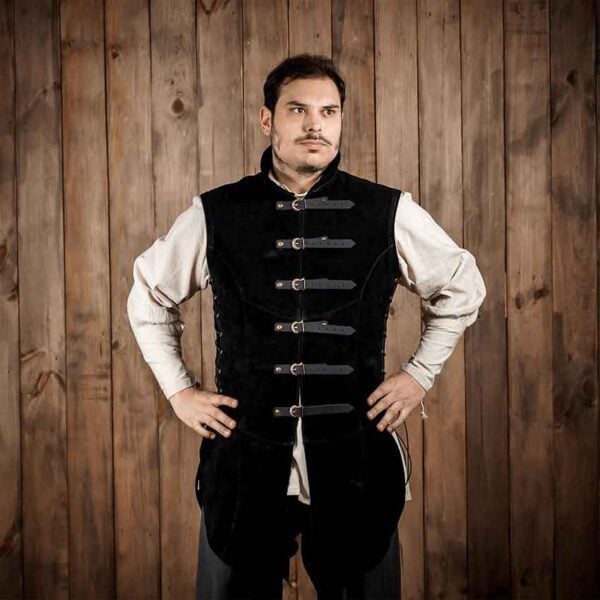 Adrian Suede Leather Jerkin - Black