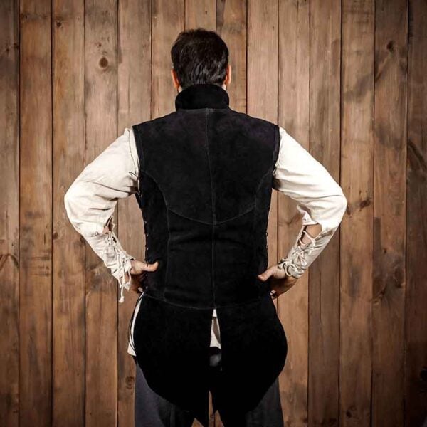 Adrian Suede Leather Jerkin - Black