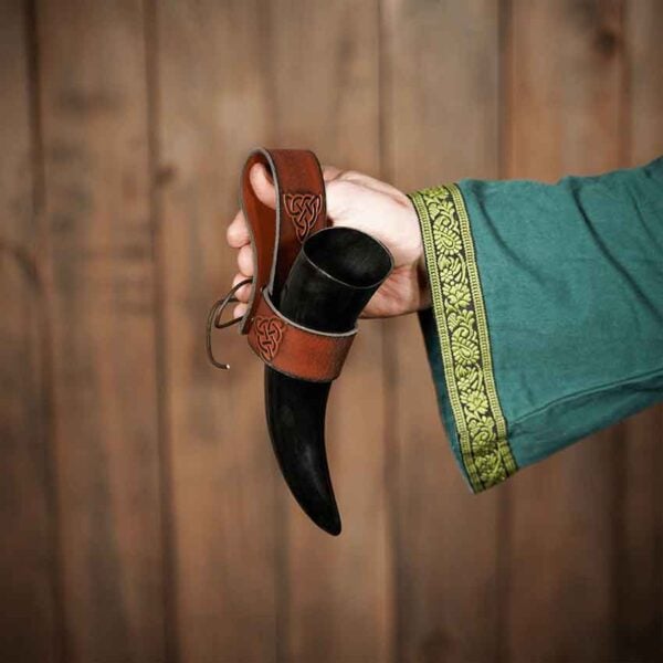 Brigid Celtic Drinking Horn Holder - Brown