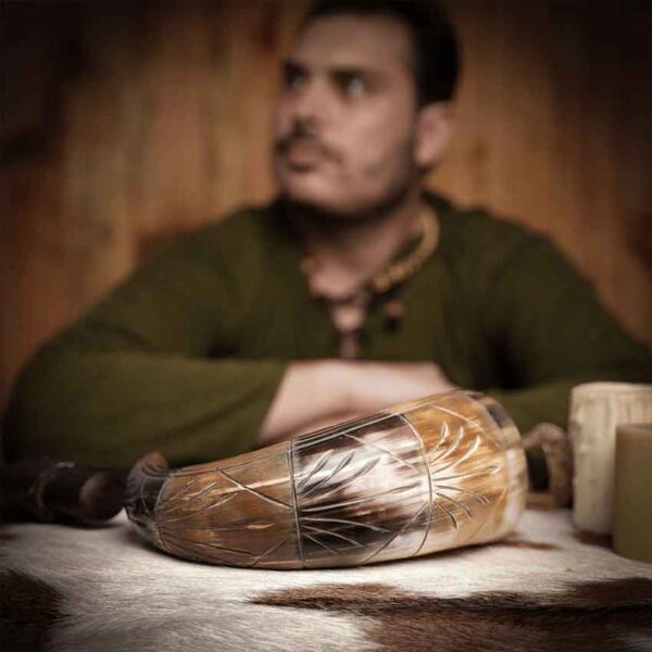 Engraved Viking Drinking Horn