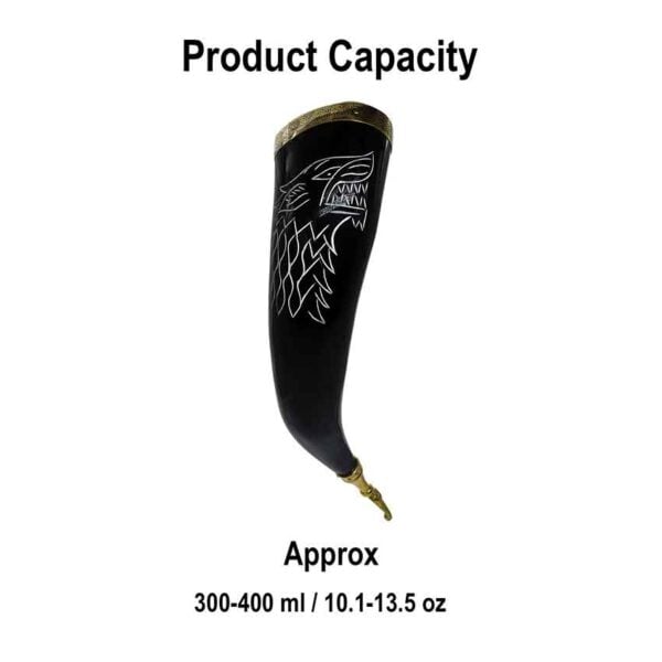 Engraved Fenrir Viking Drinking Horn