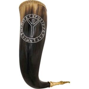 Algiz Rune Viking Drinking Horn