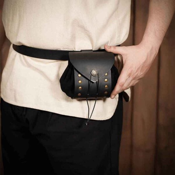 Odyssey Medieval Drawstring Belt Pouch - Black