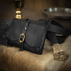 Messenger's Medieval Leather Belt Pouch - Black