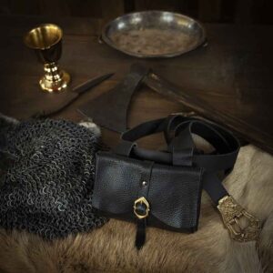Messenger's Medieval Leather Belt Pouch - Black