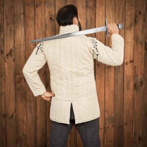 Medieval Padded Gambeson with Removable Sleeves - Ecru