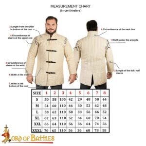 Medieval Padded Gambeson with Removable Sleeves - Ecru