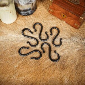 Iron Hand Forged Medieval S Hooks - Set of 5 - Medium