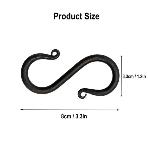 Iron Hand Forged Medieval S Hooks - Set of 5 - Medium