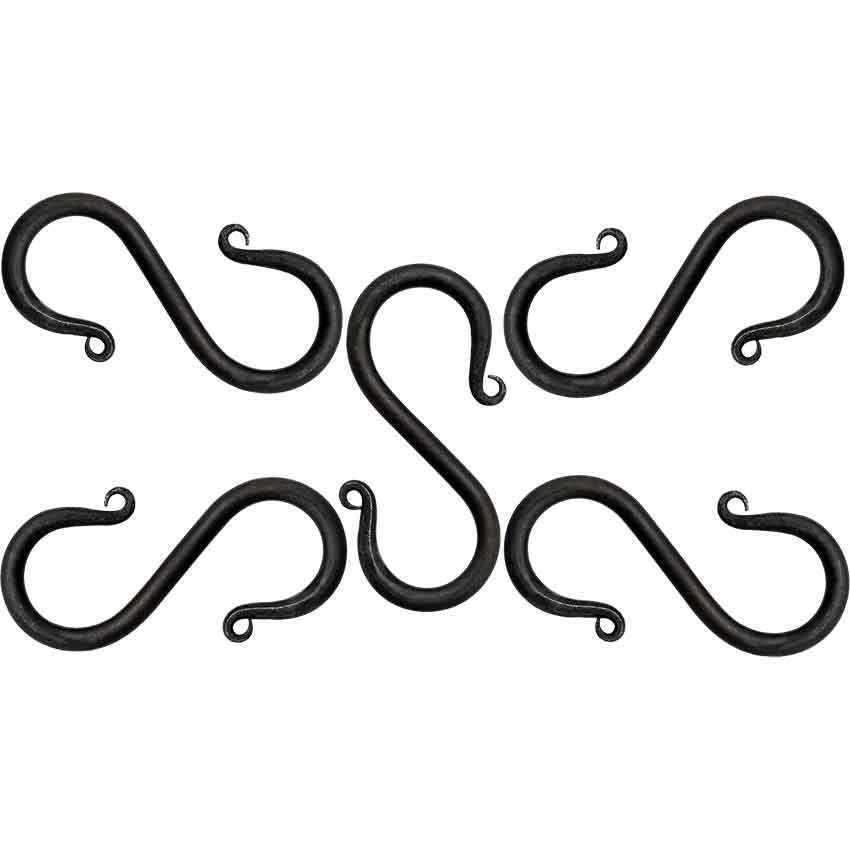 Iron Hand Forged Medieval S Hooks Set of 5 Small