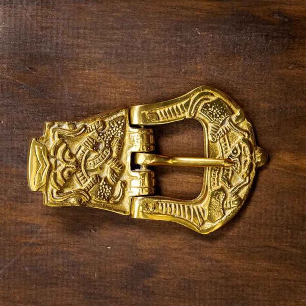 Carved Viking Brass Belt Buckle