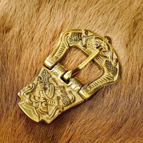 Carved Viking Brass Belt Buckle