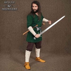 Canvas Viking Arm Wraps with Brooches - Ecru