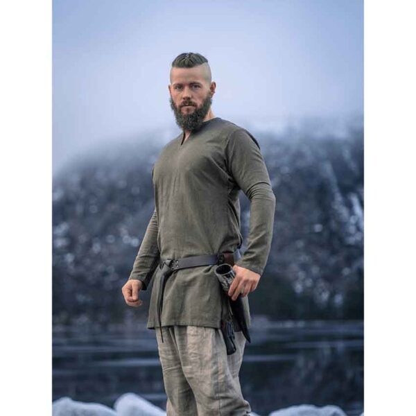 Ragnar Linen Viking Tunic – Olive Green