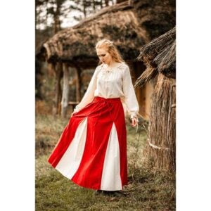 Isabella Medieval Skirt - Red/Natural