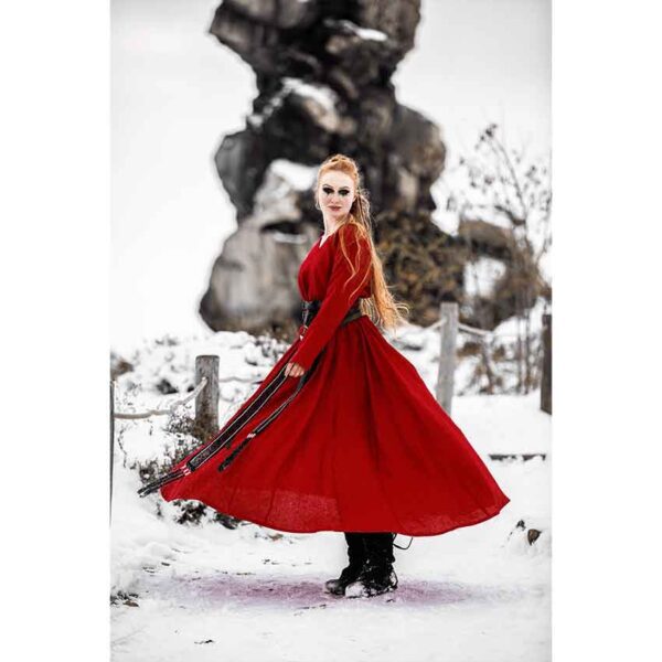 Anna Linen Viking Dress - Red