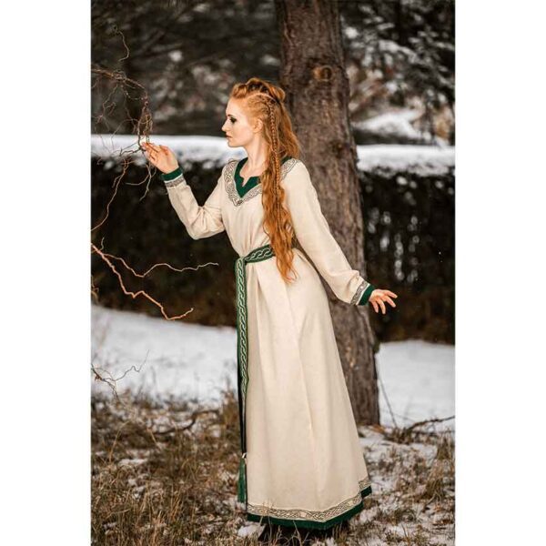 Lagertha Viking Dress – Natural/Green