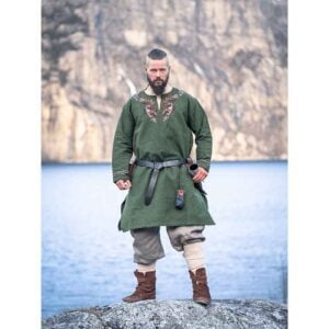 Snorri Urnes Embroidered Viking Tunic - Green