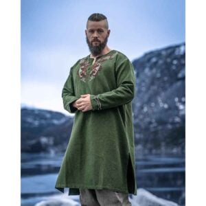 Snorri Urnes Embroidered Viking Tunic - Green
