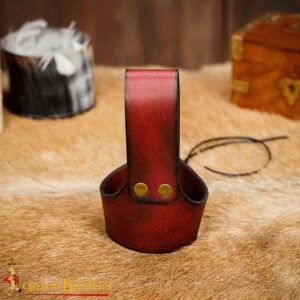 Celtic Leather Drinking Horn Holder - Maroon