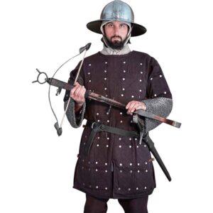 Medieval Brigandine with Steel Plates - Brown