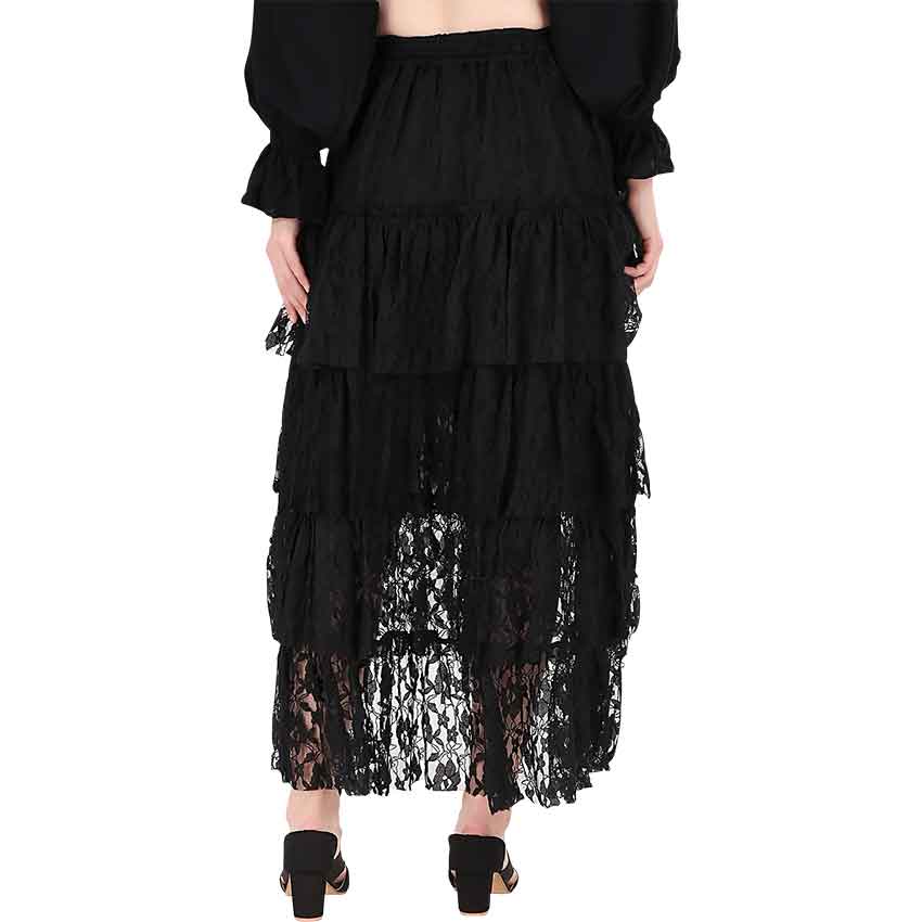 Black Lace High Low Lace Skirt