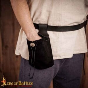 Medieval Suede Belt Pouch - Black
