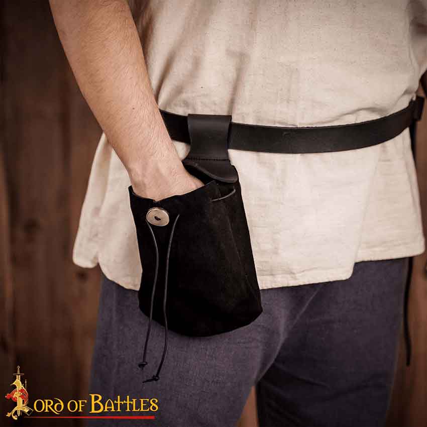 Medieval Suede Belt Pouch - Black