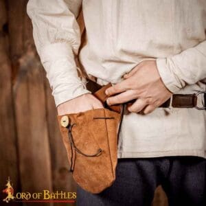 Medieval Suede Belt Pouch - Brown