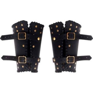 Audric Medieval Leather Bracers - Black