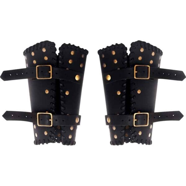 Audric Medieval Leather Bracers - Black