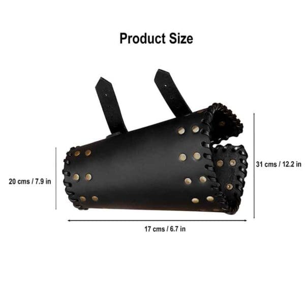 Audric Medieval Leather Bracers - Black