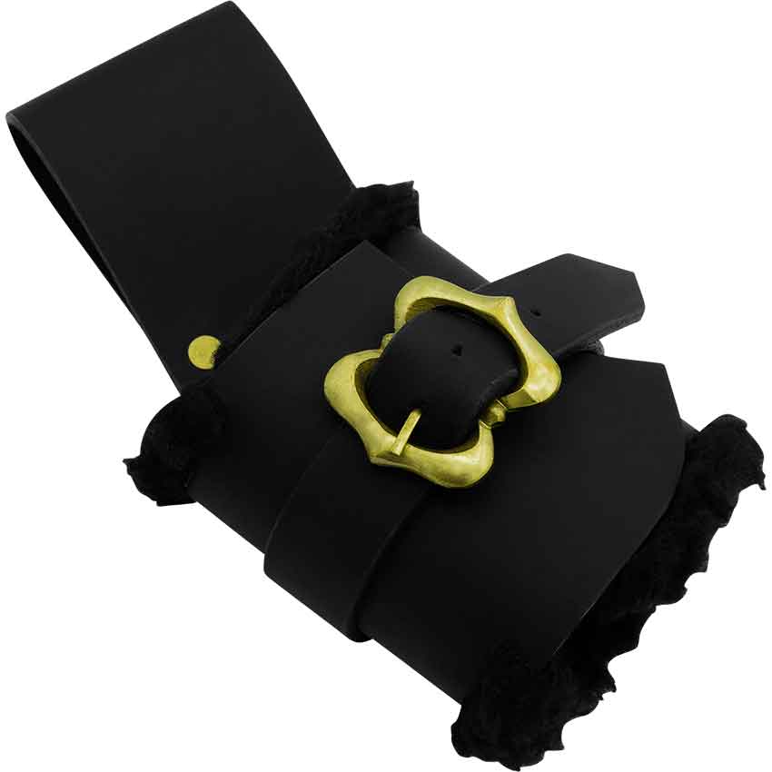 Fur Lined Leather Sword Frog - Black