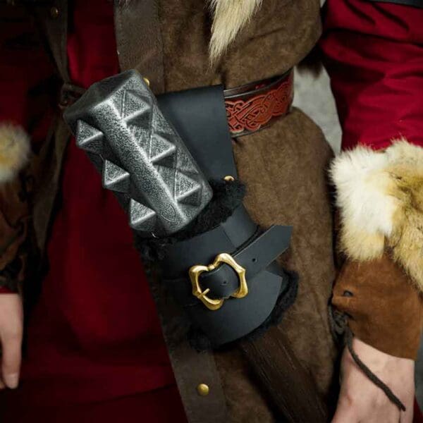 Fur Lined Leather Sword Frog - Black