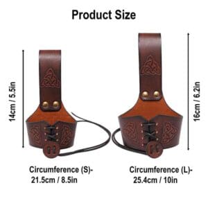 Celtic Leather Drinking Horn Holder - Brown
