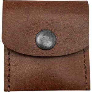 Square Leather Coin Pouch - Brown