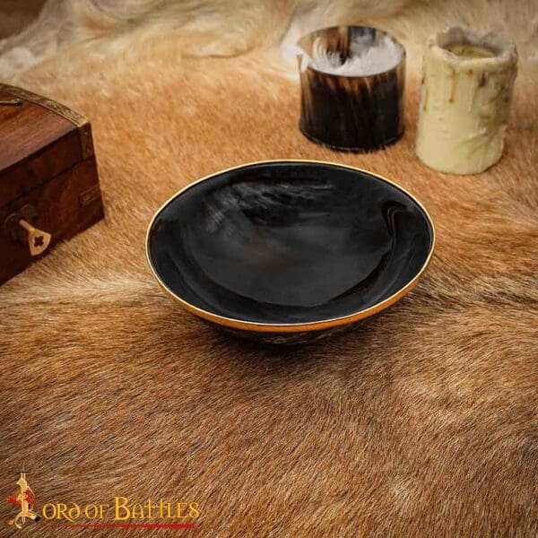 Horn Bowl with Brass Rim