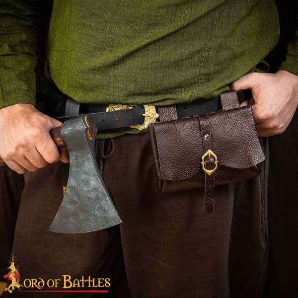 Messenger's Medieval Leather Belt Pouch - Black