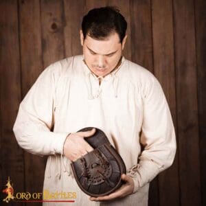 Medieval Sporran Bag with Tied Tassels - Brown