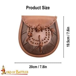 Medieval Sporran Bag with Tied Tassels - Brown