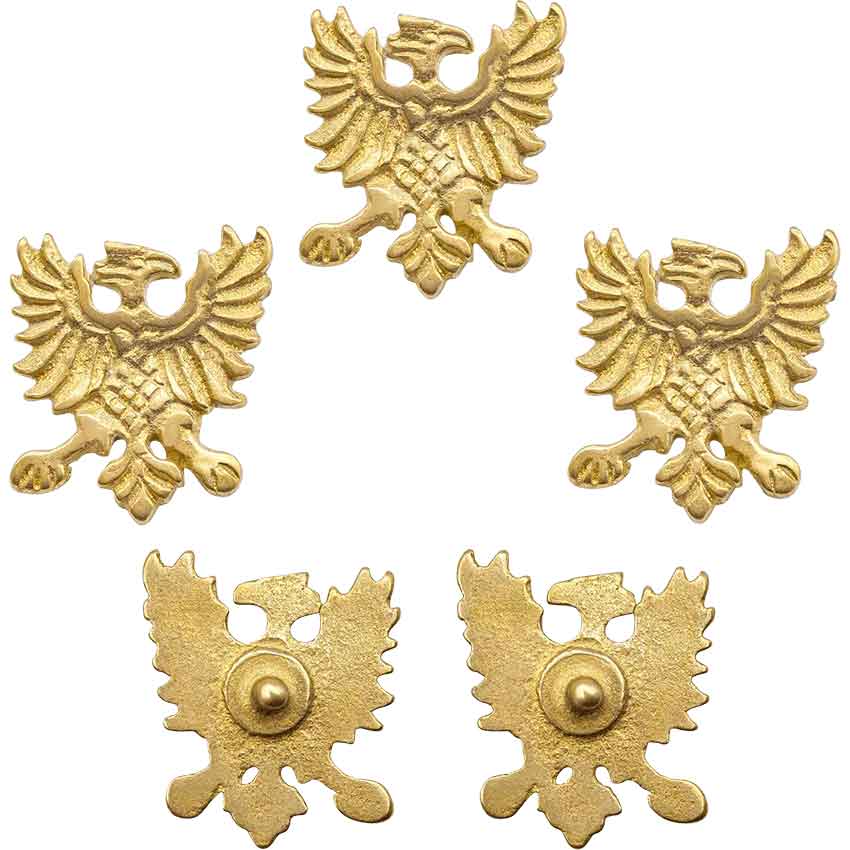 Brass Heraldic Eagle Belt Studs - Set of 5