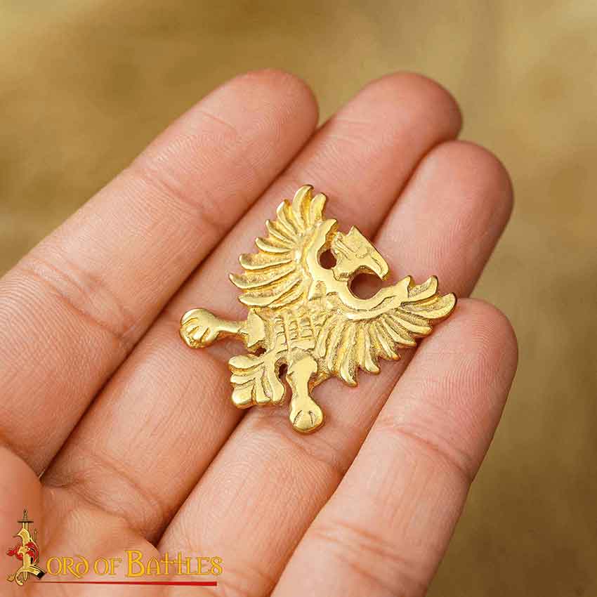 Brass Heraldic Eagle Belt Studs - Set of 5