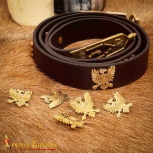 Brass Heraldic Eagle Belt Studs - Set of 5