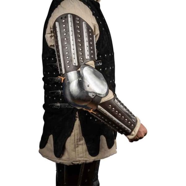 Steel and Leather Splinted Arm Armour - Brown