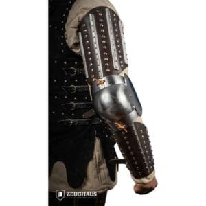 Steel and Leather Splinted Arm Armour - Brown