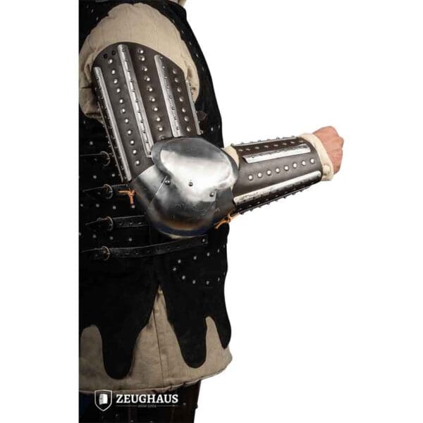 Steel and Leather Splinted Arm Armour - Brown