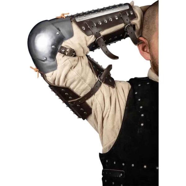 Steel and Leather Splinted Arm Armour - Brown