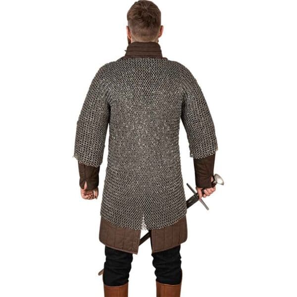 Riveted Steel Chainmail Haubergeon - 10mm Round Rings